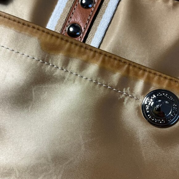 Rare Vintage Coach Sateen Leather Gold interior Blue interior Satchel Handbag - Picture 6 of 7